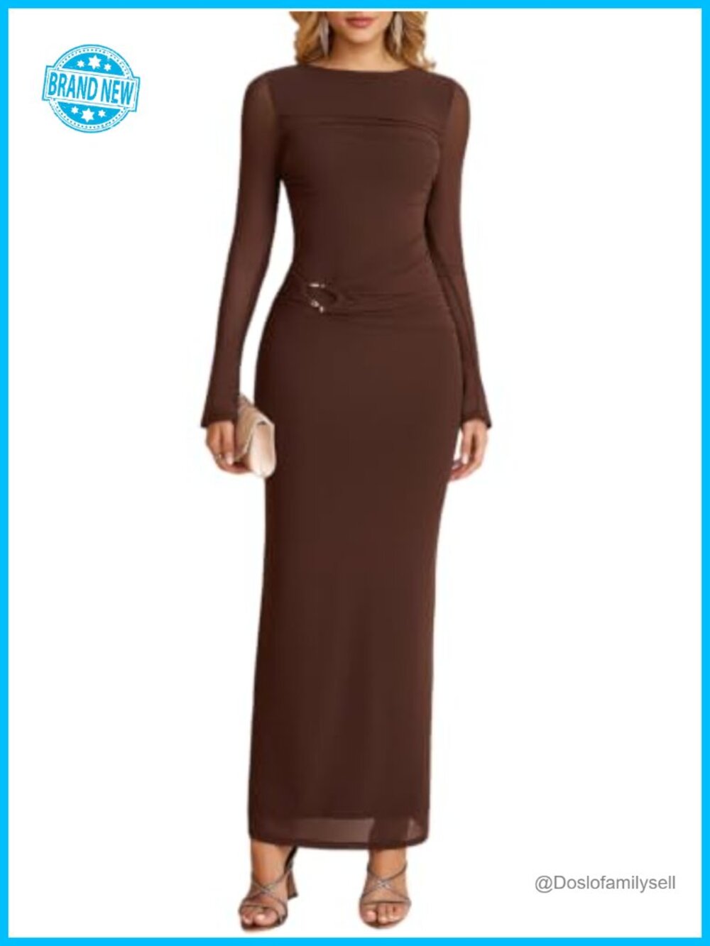 Womens Long Sleeve Floral Maxi Bodycon Dress Wedding Guest Cocktail Formal